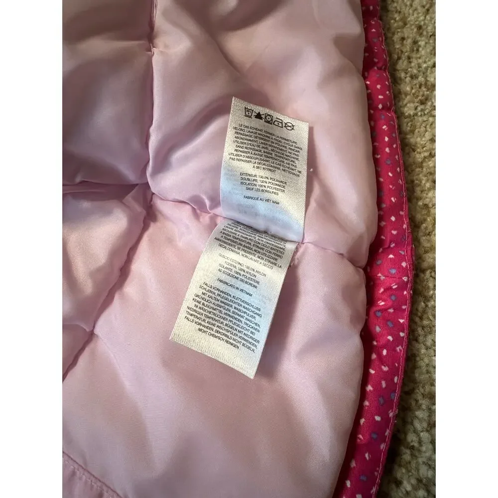 Columbia girls kids insulated winter jacket/coat, size 4T, Hot Pink polka dots